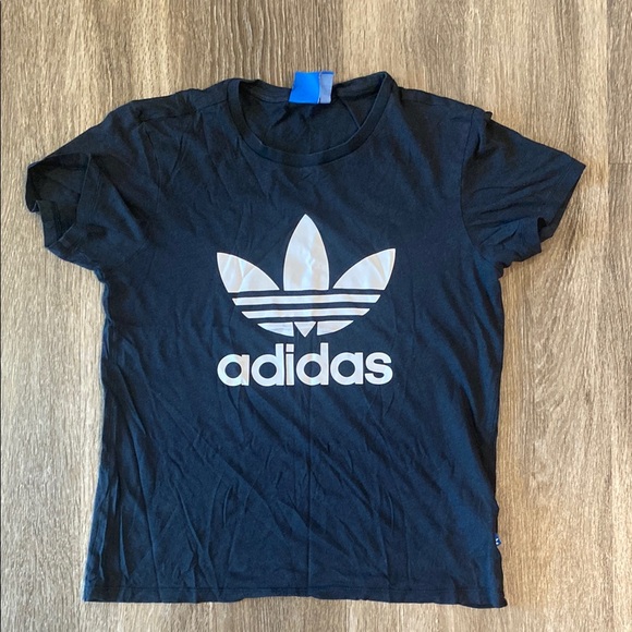 Adidas Black Short Sleeve Tee Sporty Cotton Blend - Picture 1 of 3
